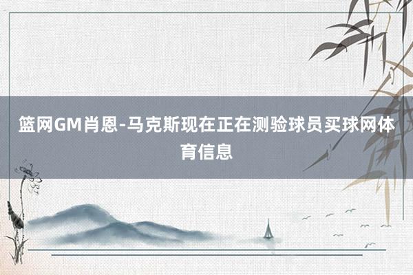 篮网GM肖恩-马克斯现在正在测验球员买球网体育信息
