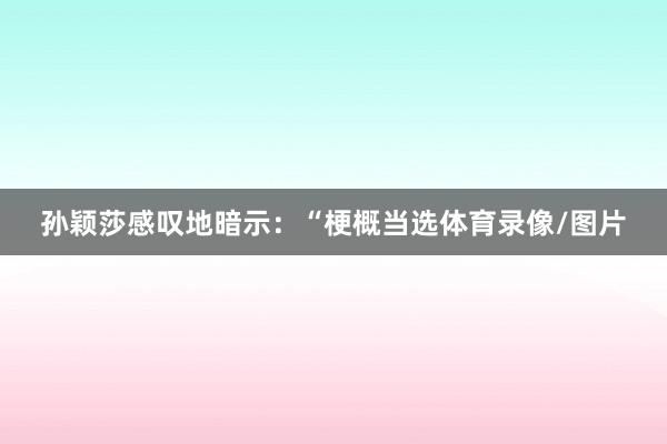 孙颖莎感叹地暗示：“梗概当选体育录像/图片