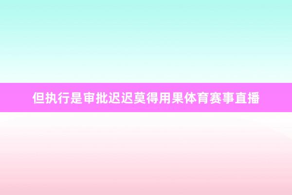 但执行是审批迟迟莫得用果体育赛事直播