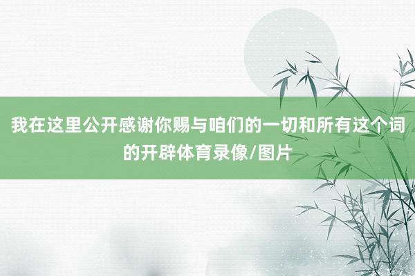 我在这里公开感谢你赐与咱们的一切和所有这个词的开辟体育录像/图片