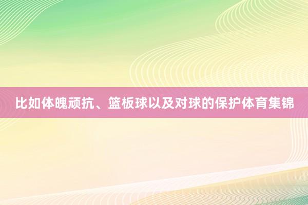 比如体魄顽抗、篮板球以及对球的保护体育集锦