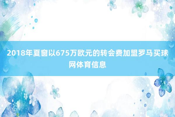 2018年夏窗以675万欧元的转会费加盟罗马买球网体育信息