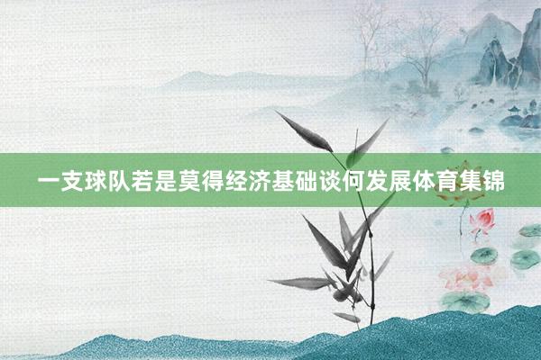 一支球队若是莫得经济基础谈何发展体育集锦