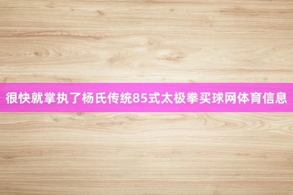 很快就掌执了杨氏传统85式太极拳买球网体育信息