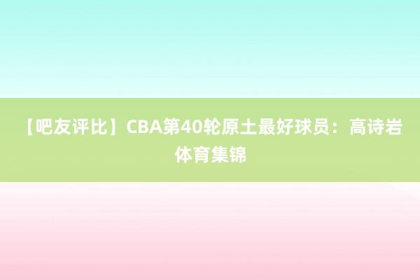 【吧友评比】CBA第40轮原土最好球员：高诗岩体育集锦